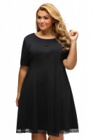 Trapezowa klasyczna sukienka 61432 czarna