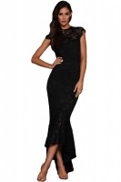 Asymetryczna koronkowa sukienka 610430 czarna